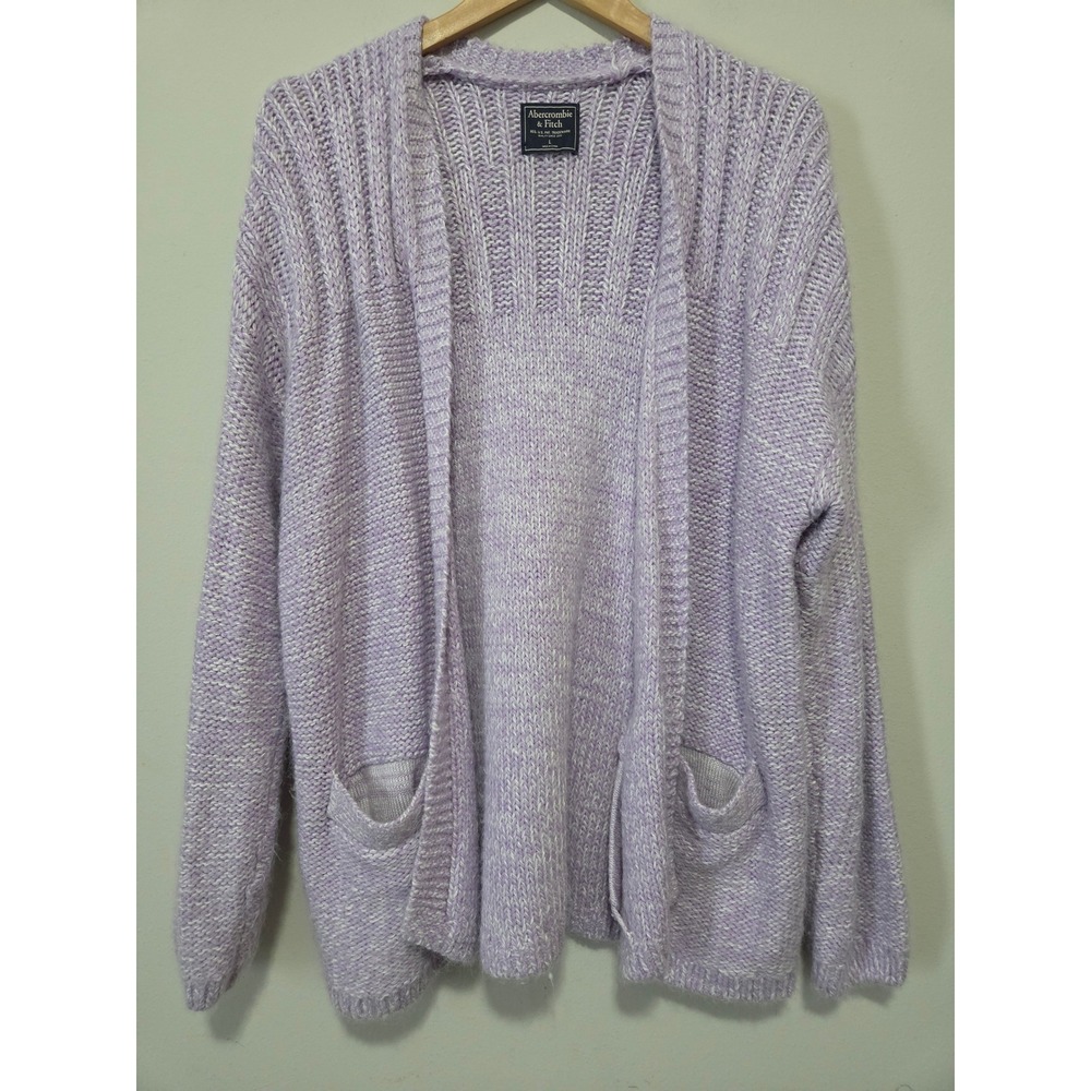 Abercrombie & Fitch Lilac Purple Marled Knit Open Front Cardigan Sweater Large